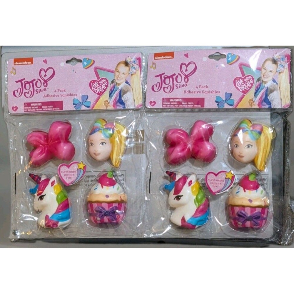 New JoJo Siwa Adhesive Squishies 4 Pack Lot of 2 Nickelodeon Slow Rise Bows